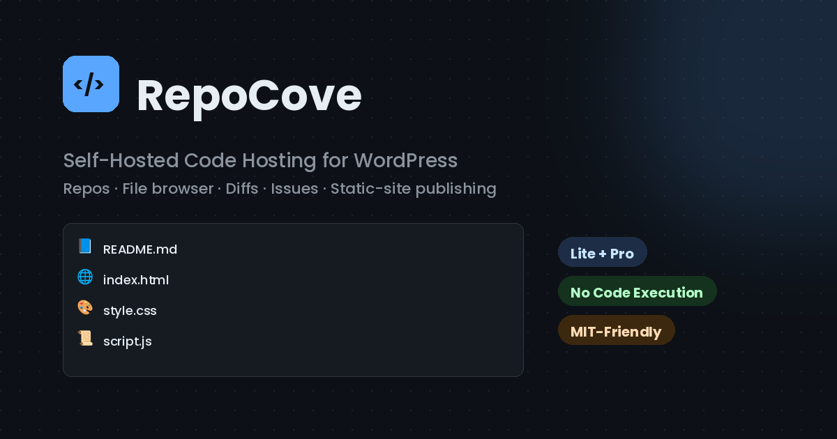 RepoCove — Self-Hosted Code Hosting for WordPress – A self-hosted ...